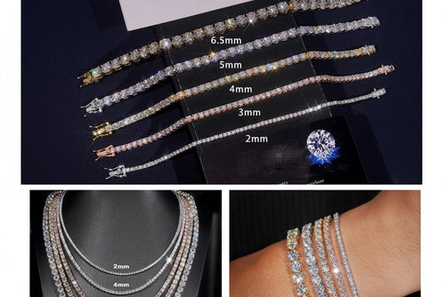 VVS1 Moissanite Tennis Necklace S925 2MM-5MM Passes Diamond Tester
