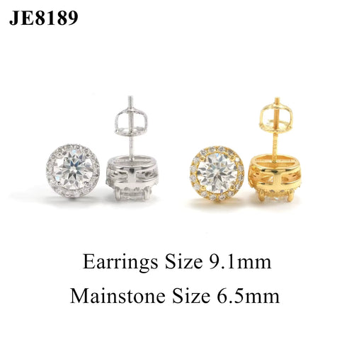 D/VVS1 Colored 7.6mm Moissanite Stud Earrings Silver Pass Tester Dallas Jewelers