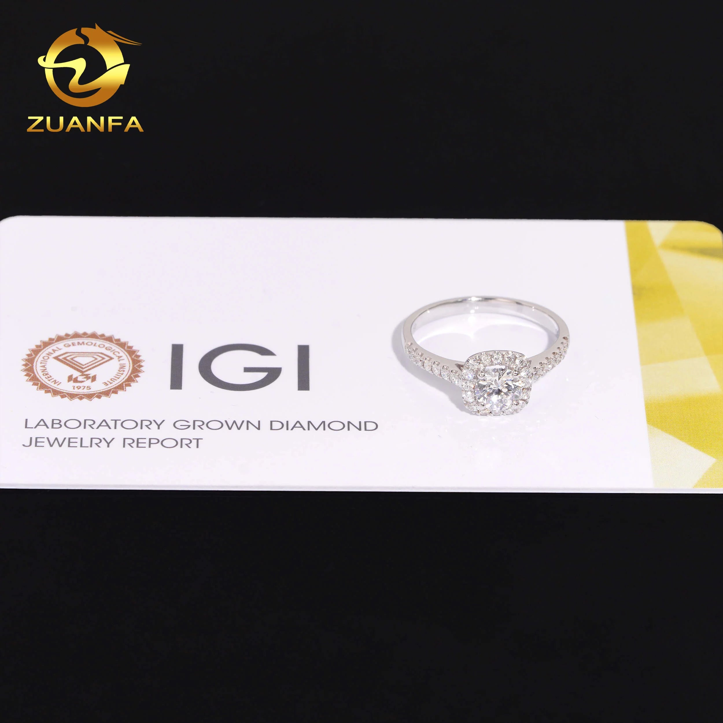IGI Certified Lab Grown Diamond Engagement Ring 18K Real Gold Wedding Ring
