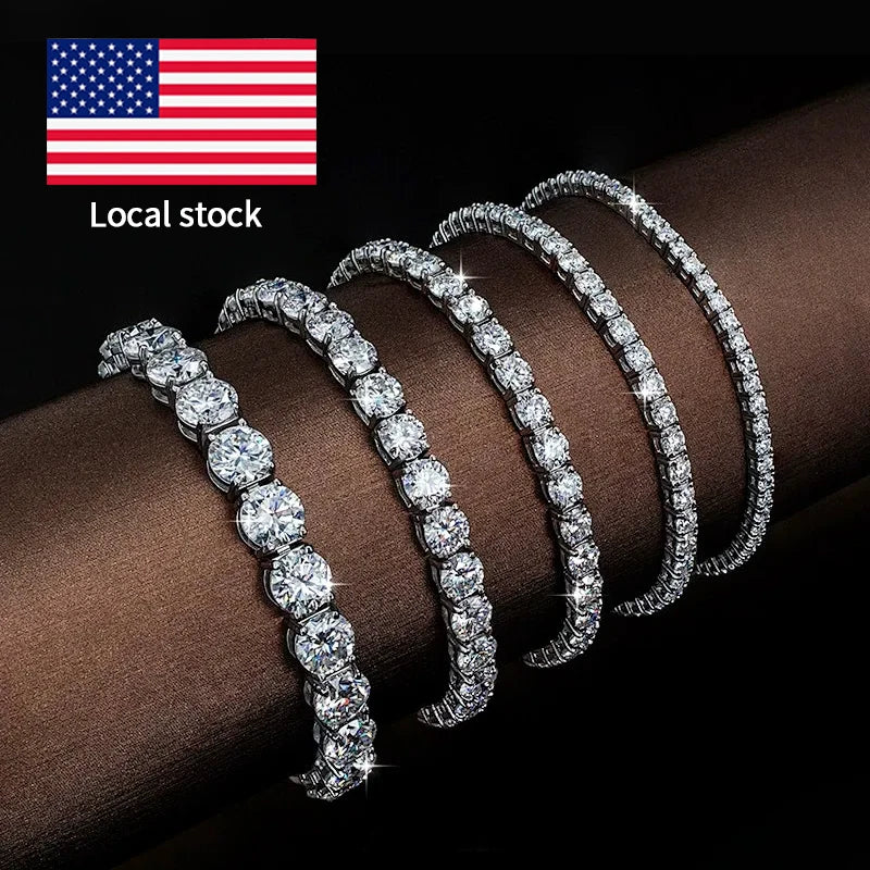 VVS1 Moissanite Tennis Bracelet S925 Silver 2mm 3mm 4mm USA Stock Gift