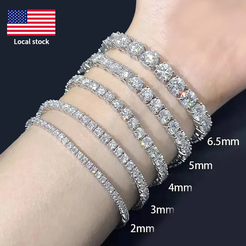 VVS1 Moissanite Tennis Bracelet S925 Silver 2mm 3mm 4mm USA Stock Gift