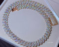 14MM VVS Moissanite Cuban Link Chain 10K Solid Gold White Rose Gold Two Tone