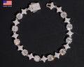 7" VVS1 Diamond Pattern GRA 925 Silver Moissanite Bracelet US Warehouse