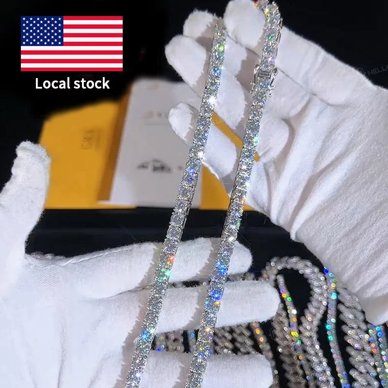 VVS1 Moissanite Tennis Bracelet S925 Silver 2mm 3mm 4mm USA Stock Gift
