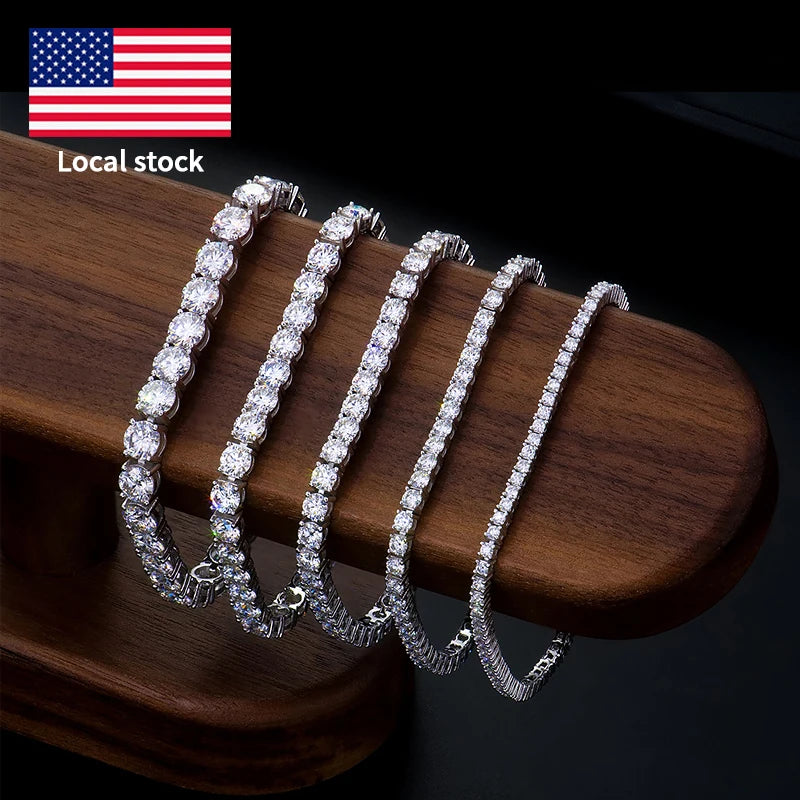 VVS1 Moissanite Tennis Bracelet S925 Silver 2mm 3mm 4mm USA Stock Gift