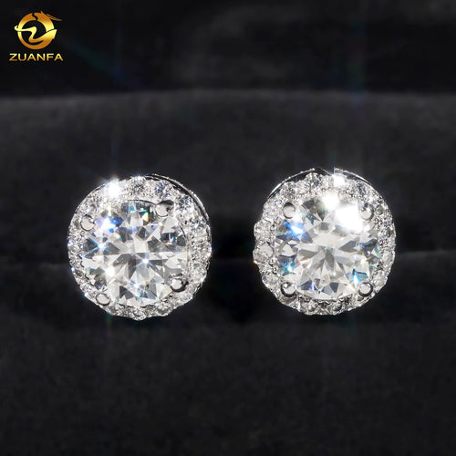 D/VVS1 Colored 7.6mm Moissanite Stud Earrings Silver Pass Tester Dallas Jewelers