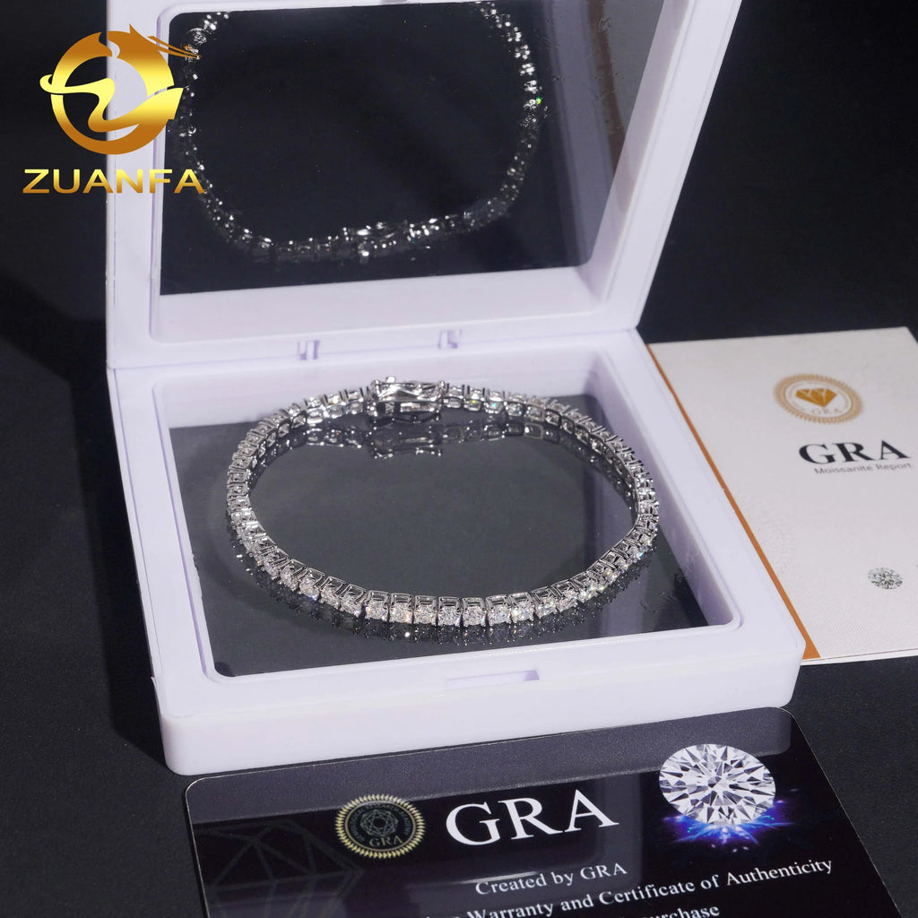 Local Stock Fast Shipping Classic Prong Setting 925 Silver 3mm VVS Moissanite Tennis Bracelet